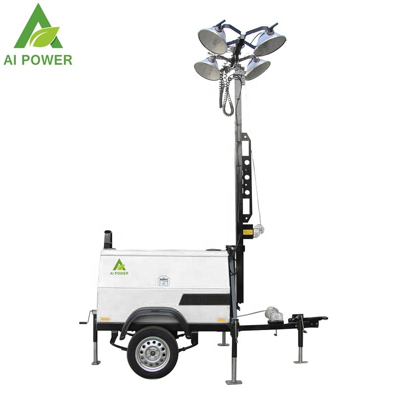 4X1000w 7m 9m Portable Generator Light Tower Trailer Mounted